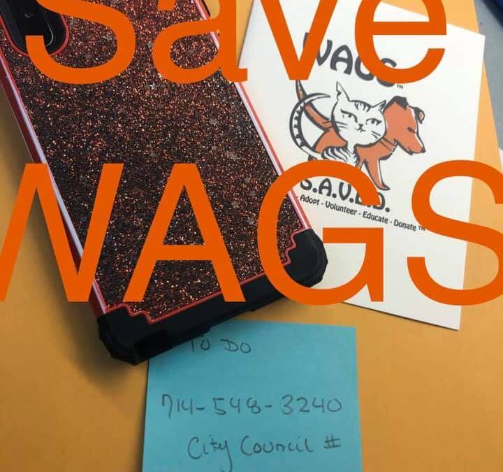SAVE WAGS call city council blue postit