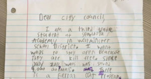 children writes persuasive letter writing WAGS City Council
